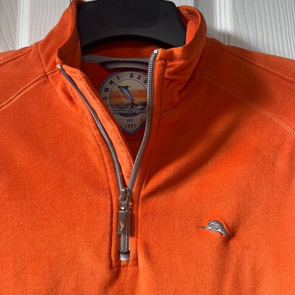Tommy Bahama Other - Tommy Bahama Marlin Logo Fleece 3/4 Zip Orange Men M Pullover Activewear Casual
